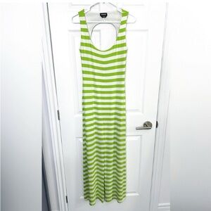 White and Green Stripe Jersey Dress